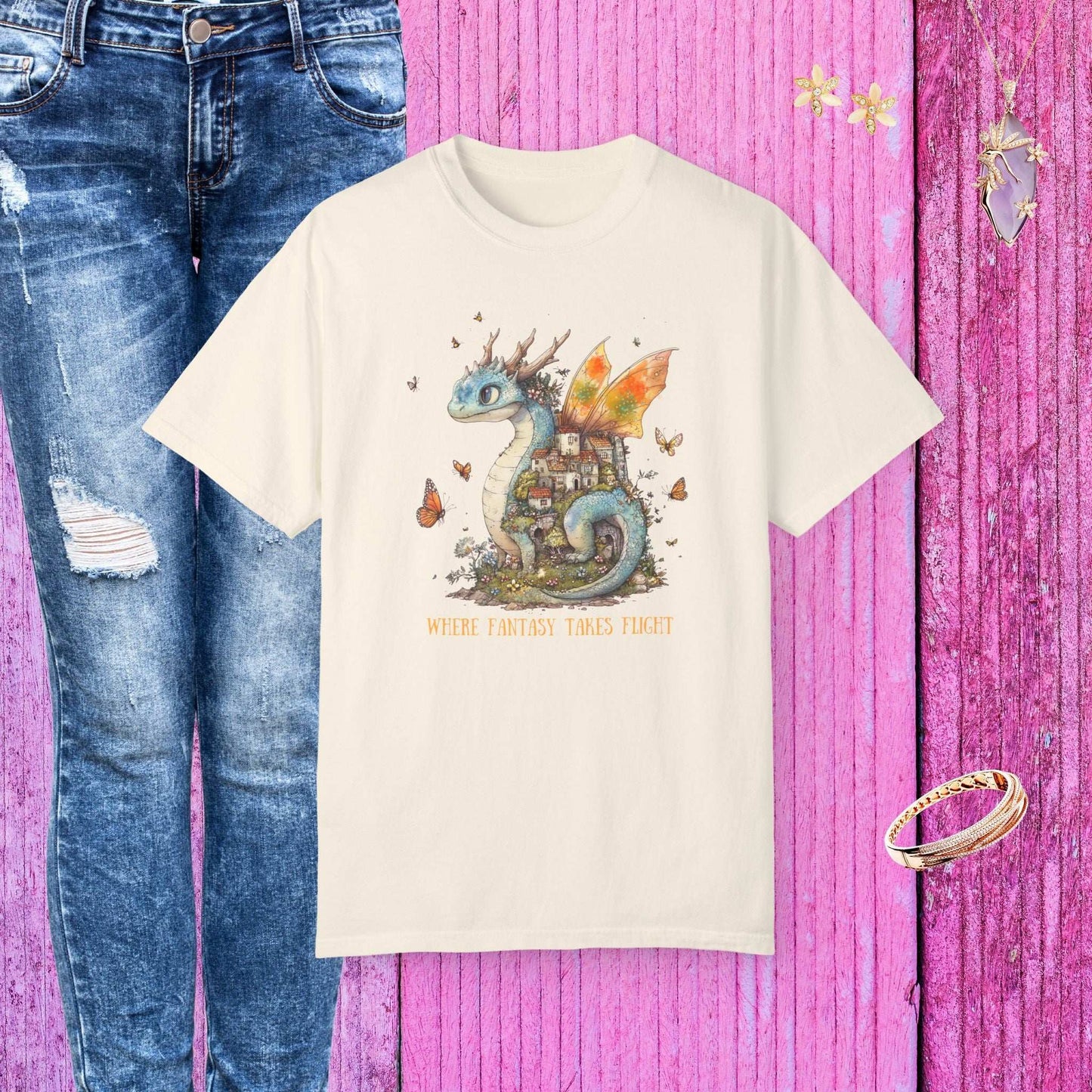 Whimsical Dragon T-shirt - Fairy Dust Tee Shop