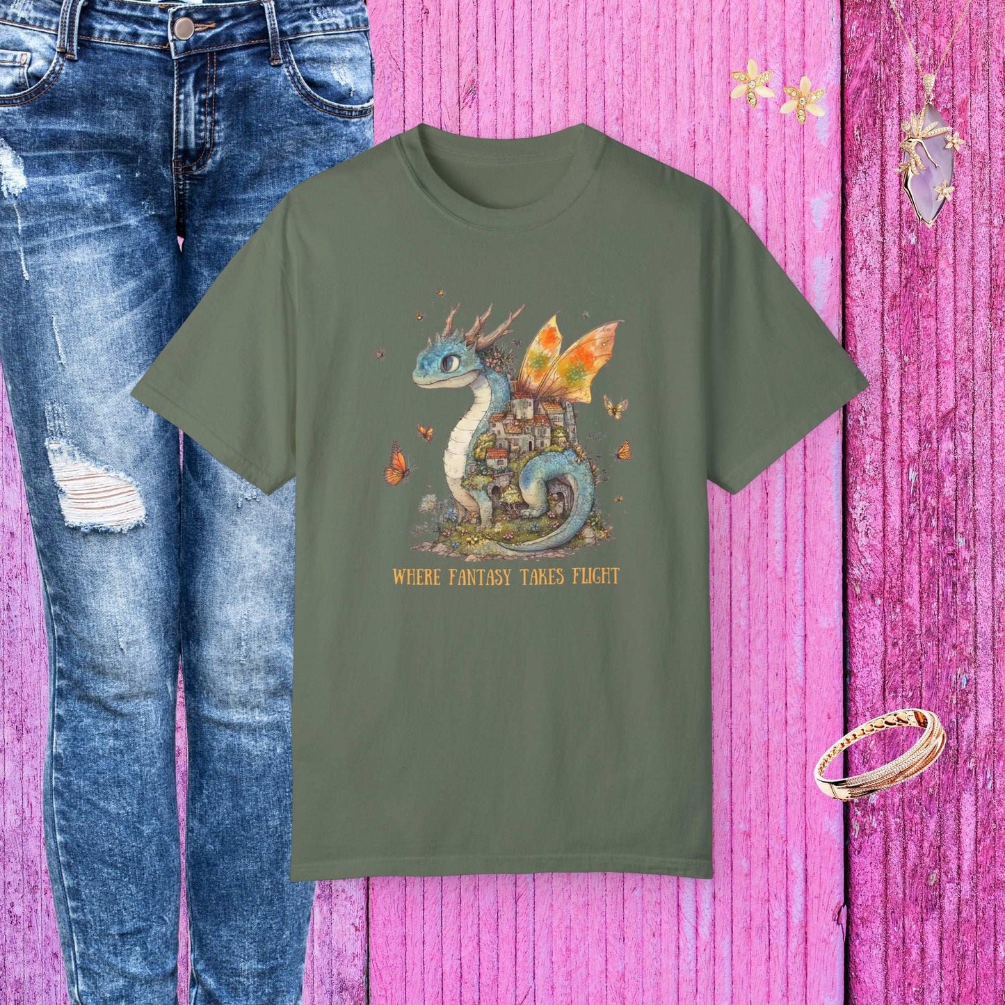 Whimsical Dragon T-shirt - Fairy Dust Tee Shop