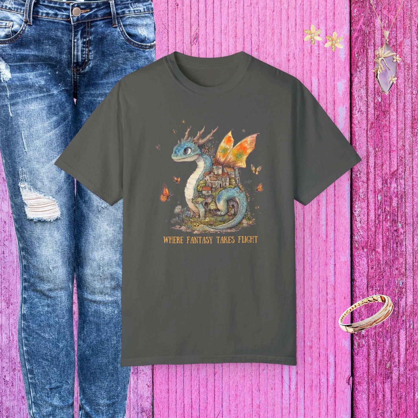 Whimsical Dragon T-shirt - Fairy Dust Tee Shop